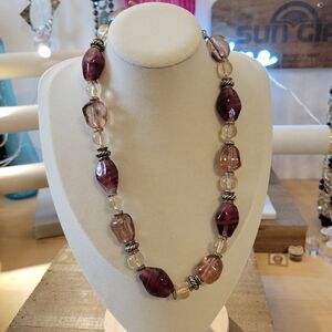 Jones New York Glass Beaded Necklace • Goldtone Metal Base & Toggle Clasp